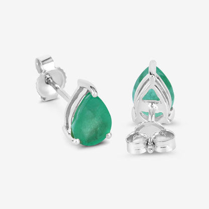 1.30 Carat Genuine Zambian Emerald 10K White Gold Earrings Bids.com