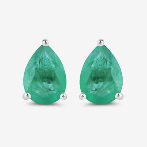 1.30 Carat Genuine Zambian Emerald 10K White Gold Earrings Bids.com