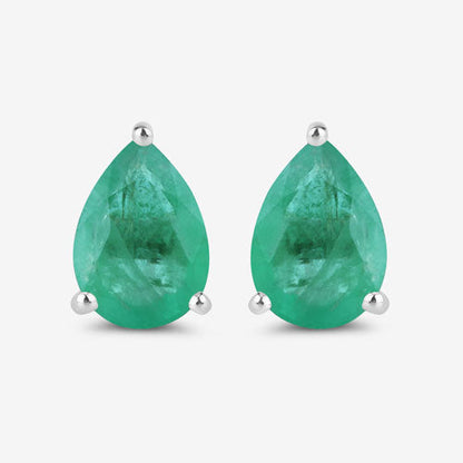 1.30 Carat Genuine Zambian Emerald 10K White Gold Earrings Bids.com