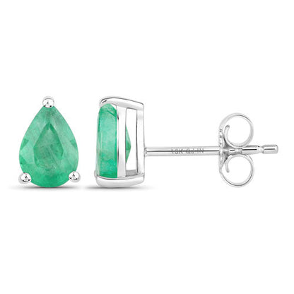 1.30 Carat Genuine Zambian Emerald 10K White Gold Earrings Bids.com