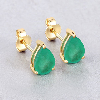 1.30 Carat Genuine Zambian Emerald 10K Yellow Gold Earrings Bids.com