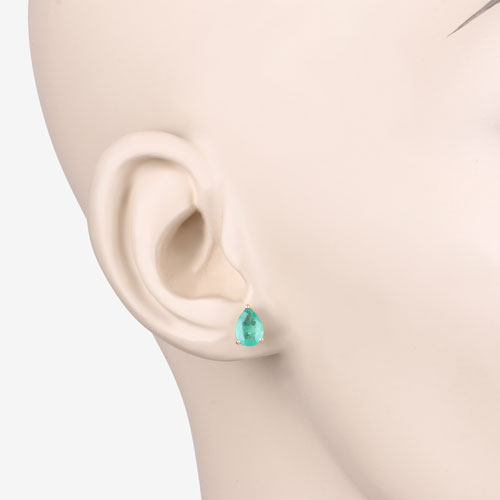 1.30 Carat Genuine Zambian Emerald 10K Yellow Gold Earrings Bids.com