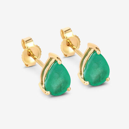 1.30 Carat Genuine Zambian Emerald 10K Yellow Gold Earrings Bids.com
