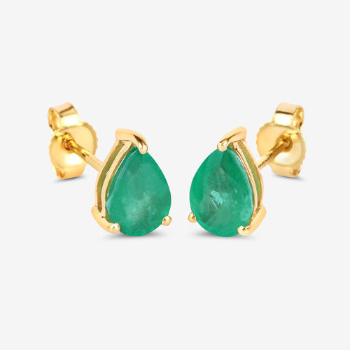 1.30 Carat Genuine Zambian Emerald 10K Yellow Gold Earrings Bids.com
