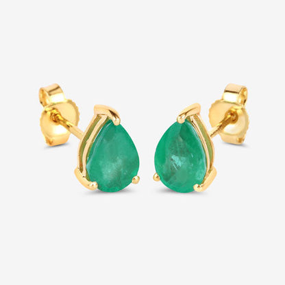 1.30 Carat Genuine Zambian Emerald 10K Yellow Gold Earrings Bids.com