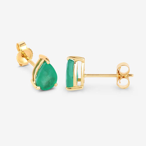 1.30 Carat Genuine Zambian Emerald 10K Yellow Gold Earrings Bids.com