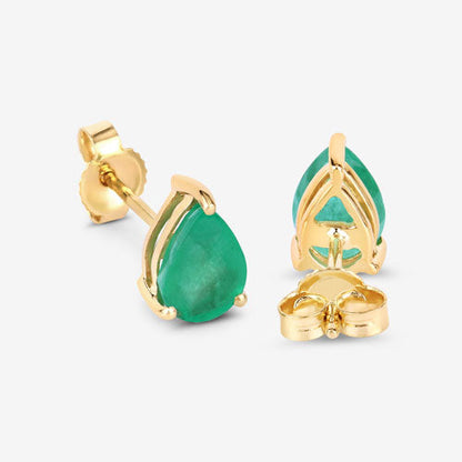 1.30 Carat Genuine Zambian Emerald 10K Yellow Gold Earrings Bids.com