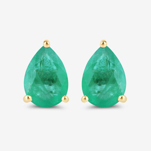 1.30 Carat Genuine Zambian Emerald 10K Yellow Gold Earrings Bids.com