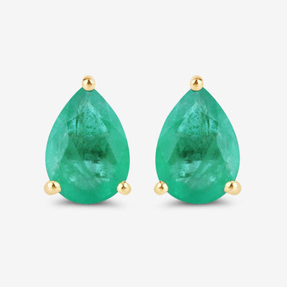 1.30 Carat Genuine Zambian Emerald 10K Yellow Gold Earrings Bids.com