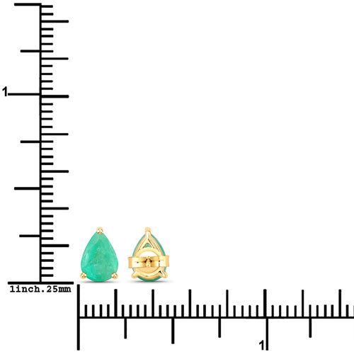 1.30 Carat Genuine Zambian Emerald 10K Yellow Gold Earrings Bids.com