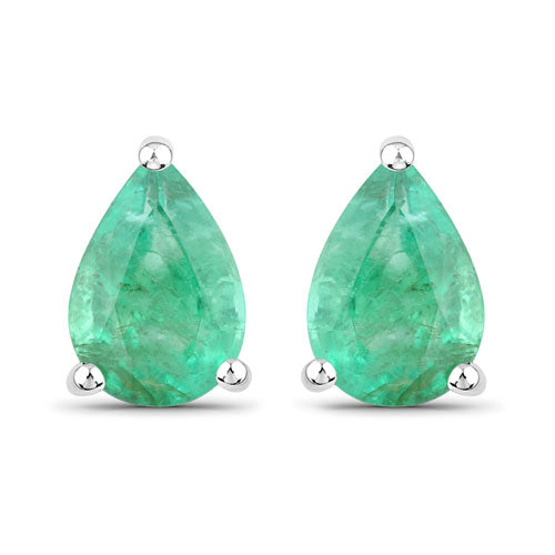 1.30 Carat Genuine Zambian Emerald 14K White Gold Earrings Bids.com