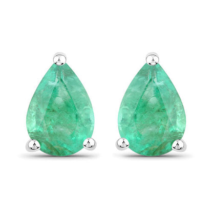 1.30 Carat Genuine Zambian Emerald 14K White Gold Earrings Bids.com