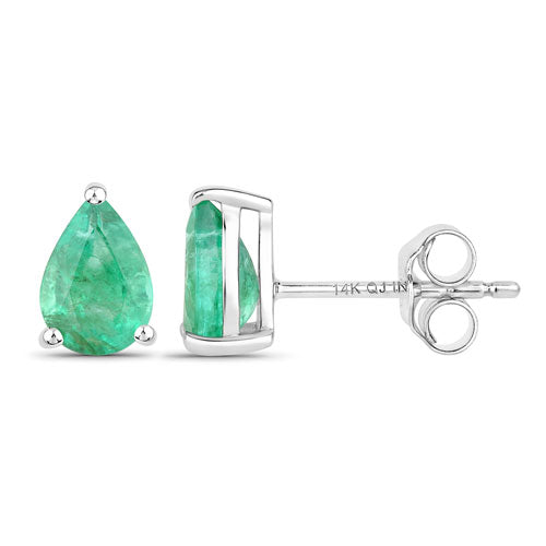 1.30 Carat Genuine Zambian Emerald 14K White Gold Earrings Bids.com