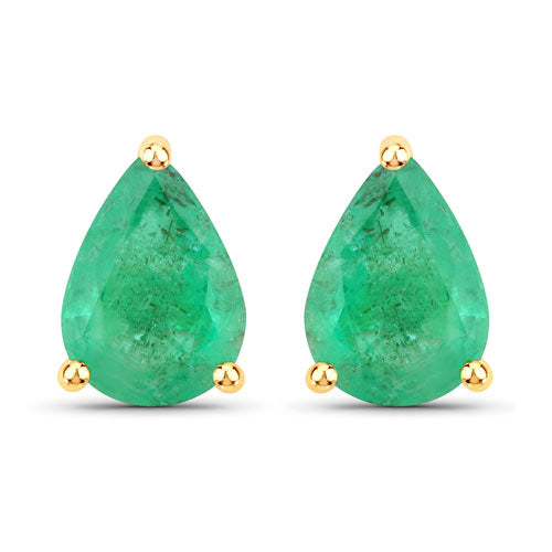 1.30 Carat Genuine Zambian Emerald 14K Yellow Gold Earrings Bids.com