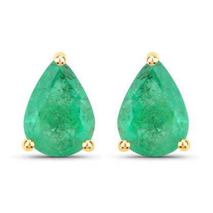 1.30 Carat Genuine Zambian Emerald 14K Yellow Gold Earrings Bids.com