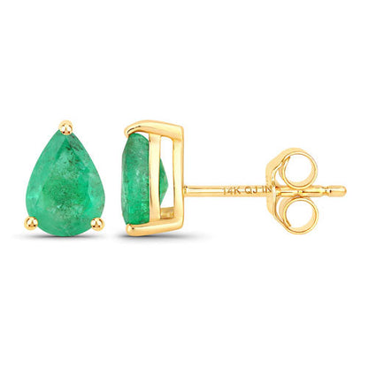 1.30 Carat Genuine Zambian Emerald 14K Yellow Gold Earrings Bids.com