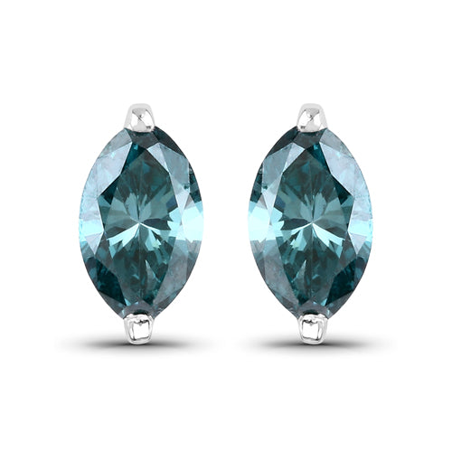 0.69 Carat Genuine Blue Diamond 14K White Gold Earrings Bids.com