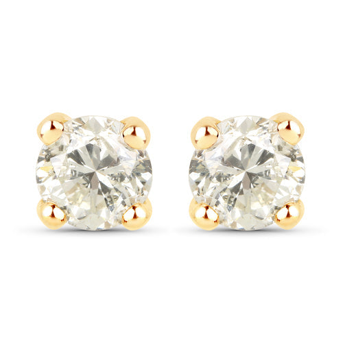 1.01 Carat Genuine LB Diamond 14K Yellow Gold Earrings Bids.com