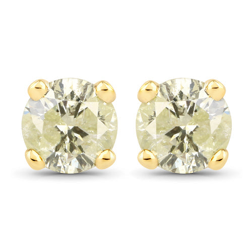 0.95 Carat Genuine LB Diamond 14K Yellow Gold Earrings Bids.com