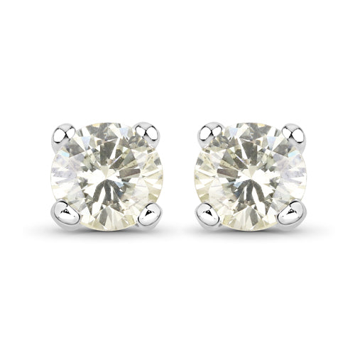 0.71 Carat Genuine White Diamond 14K White Gold Earrings Bids.com