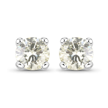0.71 Carat Genuine White Diamond 14K White Gold Earrings Bids.com