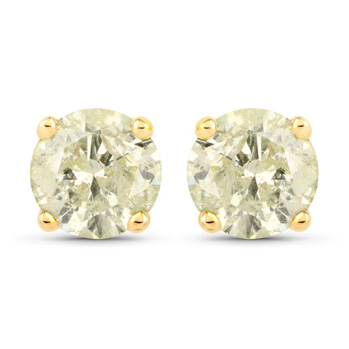 1.12 Carat Genuine LB Diamond 14K Yellow Gold Earrings Bids.com