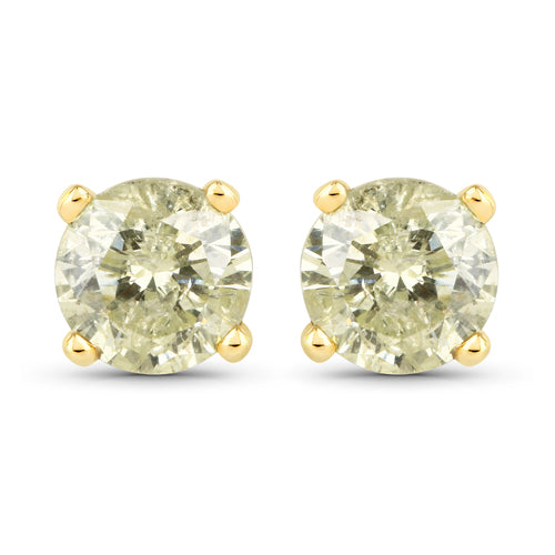1.15 Carat Genuine LB Diamond 14K Yellow Gold Earrings Bids.com