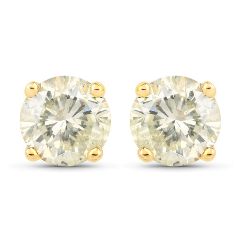 1.24 Carat Genuine LB Diamond 14K Yellow Gold Earrings Bids.com