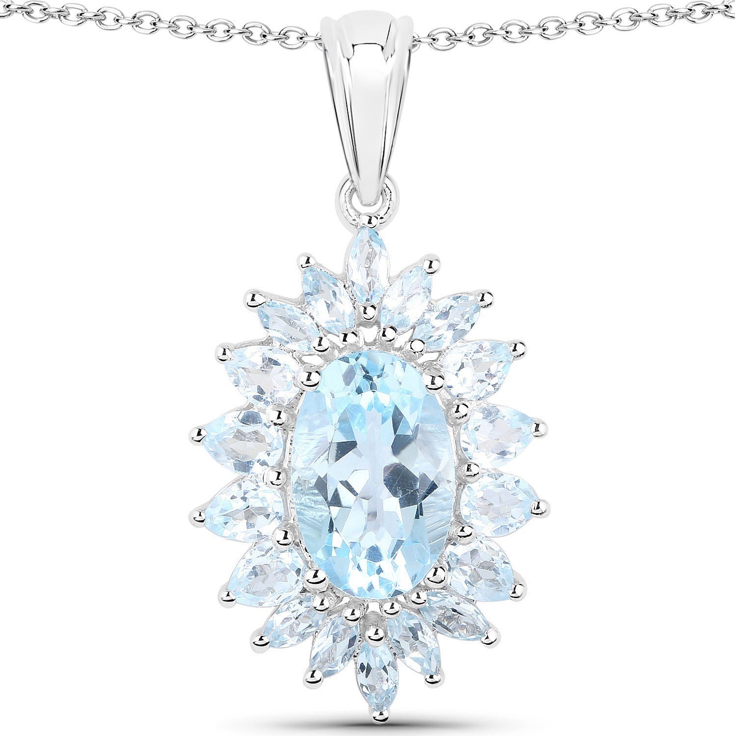 19.18 Carat Genuine Blue Topaz .925 Sterling Silver 3 Piece Jewelry Set (Ring, Earrings, and Pendant w/ Chain) Bids.com
