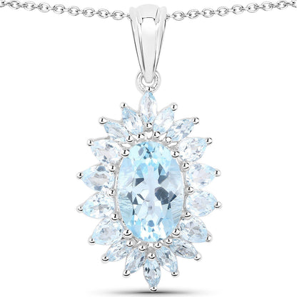 19.18 Carat Genuine Blue Topaz .925 Sterling Silver 3 Piece Jewelry Set (Ring, Earrings, and Pendant w/ Chain) Bids.com