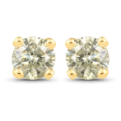 0.92 Carat Genuine LB Diamond 14K Yellow Gold Earrings Bids.com