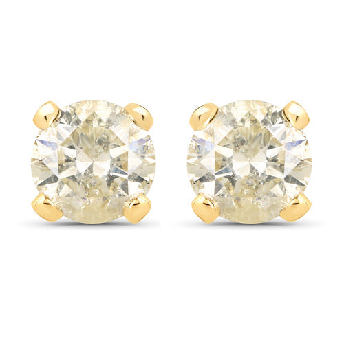 0.98 Carat Genuine LB Diamond 14K Yellow Gold Earrings Bids.com