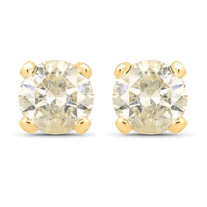 0.98 Carat Genuine LB Diamond 14K Yellow Gold Earrings Bids.com