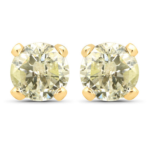 1.02 Carat Genuine LB Diamond 14K Yellow Gold Earrings Bids.com