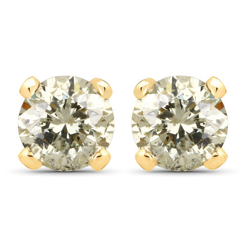0.98 Carat Genuine LB Diamond 14K Yellow Gold Earrings Bids.com