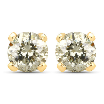 0.98 Carat Genuine LB Diamond 14K Yellow Gold Earrings Bids.com
