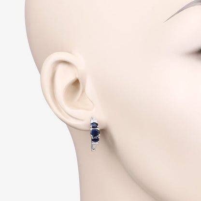 1.66 Carat Genuine Blue Sapphire and White Topaz .925 Sterling Silver Earrings Bids.com