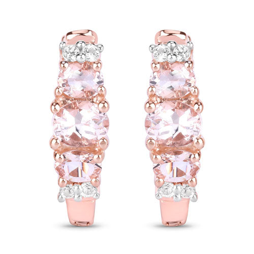 1.32 Carat Genuine Morganite and White Topaz .925 Sterling Silver Earrings Bids.com