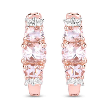 1.32 Carat Genuine Morganite and White Topaz .925 Sterling Silver Earrings Bids.com