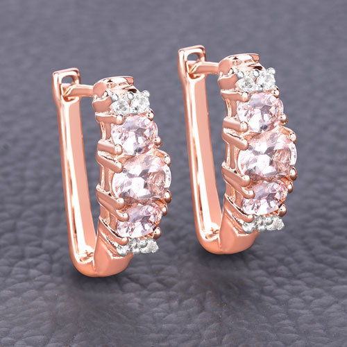 1.32 Carat Genuine Morganite and White Topaz .925 Sterling Silver Earrings Bids.com