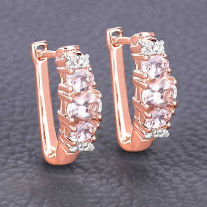1.32 Carat Genuine Morganite and White Topaz .925 Sterling Silver Earrings Bids.com
