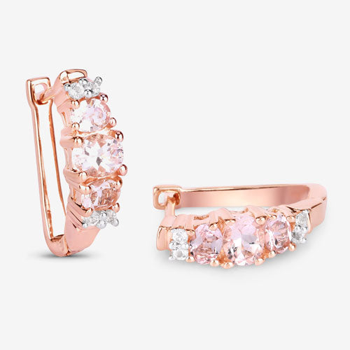 1.32 Carat Genuine Morganite and White Topaz .925 Sterling Silver Earrings Bids.com