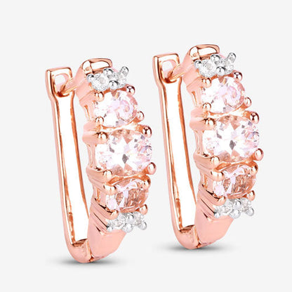 1.32 Carat Genuine Morganite and White Topaz .925 Sterling Silver Earrings Bids.com