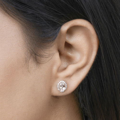 1.61 Carat Genuine Morganite and White Diamond 14K Rose Gold Earrings Bids.com