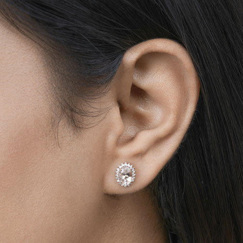 1.61 Carat Genuine Morganite and White Diamond 14K Rose Gold Earrings Bids.com