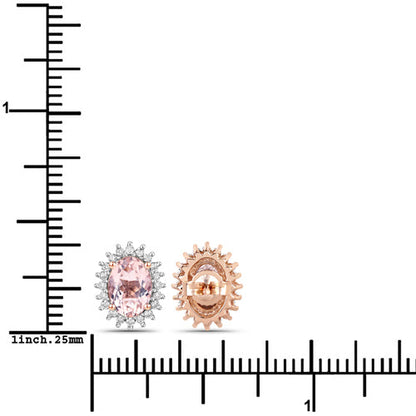 1.61 Carat Genuine Morganite and White Diamond 14K Rose Gold Earrings Bids.com
