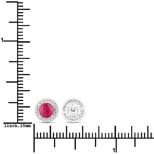 1.22 Carat Genuine Ruby and White Diamond 14K White Gold Earrings Bids.com