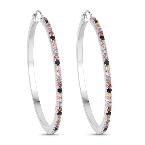 2.24 Carat Genuine Multi Sapphire .925 Sterling Silver Earrings Bids.com