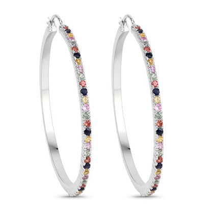 2.24 Carat Genuine Multi Sapphire .925 Sterling Silver Earrings Bids.com