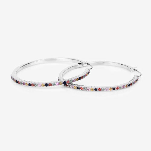 2.24 Carat Genuine Multi Sapphire .925 Sterling Silver Earrings Bids.com